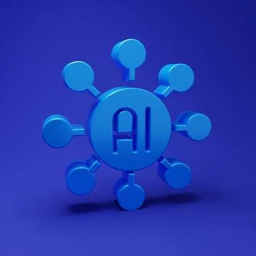 Blue Neural network icon isolated on blue background. Artificial intelligen.. Illustrazione stock