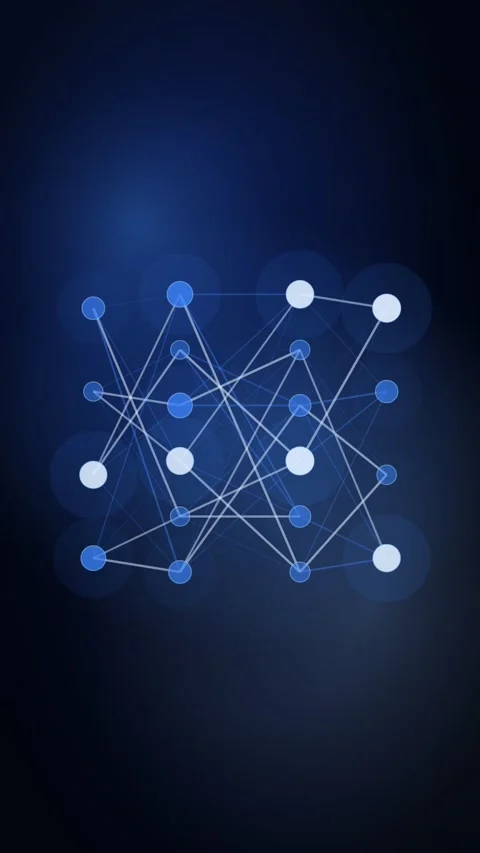 Blue Neural Network Layers Firing Vertical Seamless Loop Animated Background Stock Footage 344007343