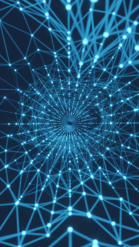 Blue Neural Network Sphere Web Vertical Seamless Loop AI Tech, 3D Render Stock Footage 340890226