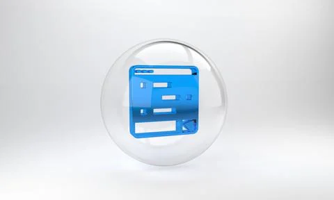 Blue New chat messages notification on laptop icon isolated on grey backgroun Illustrazione stock
