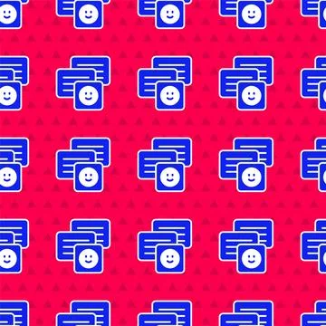 Blue New chat messages notification on laptop icon isolated seamless pattern  스톡 일러스트
