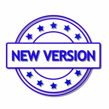Blue New Version stamp graphic on a white background. 스톡 일러스트