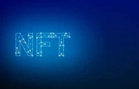 Blue NFT concept from polygonal mesh. Stock Illustration