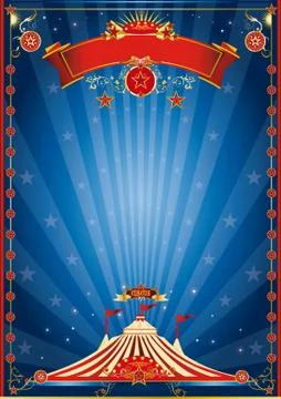 Blue night circus poster Stock Illustration