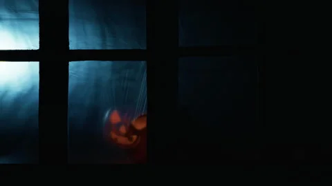 Blue Night With The Pumpkin Walking Stock Footage 317617367