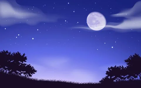 Blue night sky background. Cloud and star in summer dusk. Starry light on black Stock Illustration