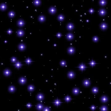 Blue night sky seamless pattern with glowing stars. Vector illustration. Stock Illustration