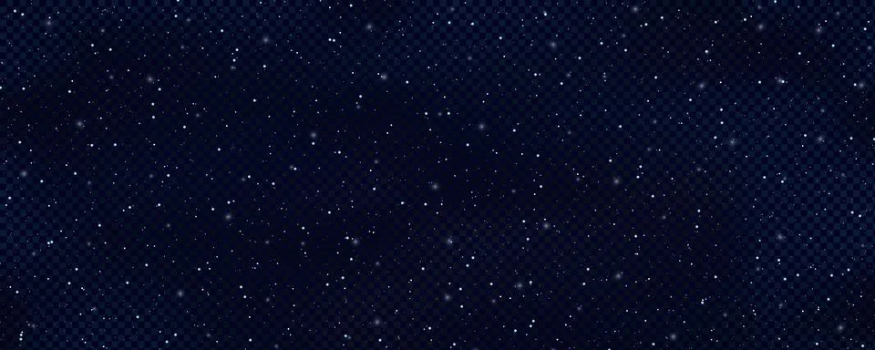 Blue night starry sky with clouds isolated on transparent background. Realistic Stock Illustration