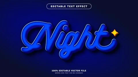 Blue Night text effect Editable font text effect dark light style Stock Illustration