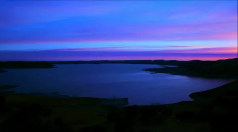 Blue Nightfall Over Lake Stock Footage 34532319