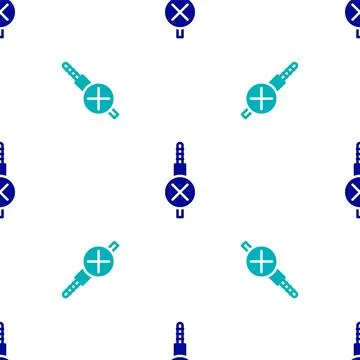 Blue No audio jack icon isolated seamless pattern on white background. Audi.. Stock Illustration