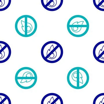 Blue No fire icon isolated seamless pattern on white background. Fire 库存插图