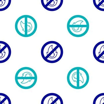 Blue No fire icon isolated seamless pattern on white background. Fire prohi.. Stock Illustration