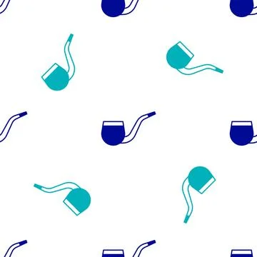 Blue No pipe smoking icon isolated seamless pattern on white background. Dont Stock Illustration