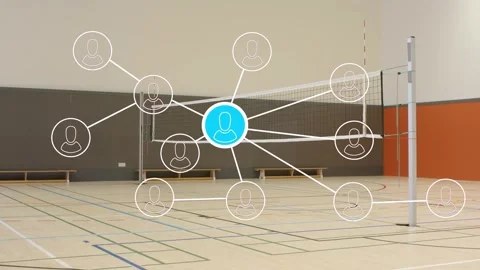 Blue node appearing linking outward filling users pulsing fading showing network Stock Footage 334352092