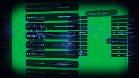 Blue node appearing sparking core stack moving linking panels pulsing showing Stock Footage 329572482
