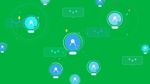 Blue node cluster in UI showing central node pulsing, linking, showing speech 스톡 동영상 333907643