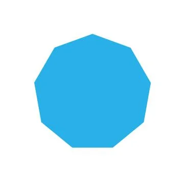 Blue nonagon basic simple shapes isolated on white background, geometric nona Illustrazione stock