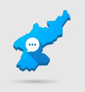 Blue North Korea map with a comic balloon Stock Illustration