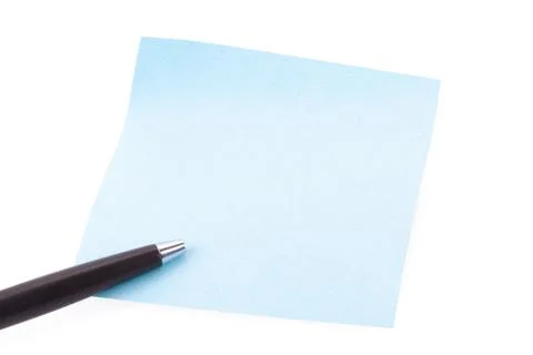 Blue note and pen Stock Photos