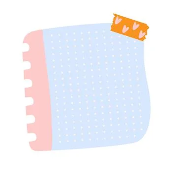 Blue note paper post with heart type. Love romantic sticker on wall. Valentin 스톡 일러스트