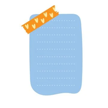 Blue note paper post with heart type. Love romantic sticker on wall. Valentin 스톡 일러스트