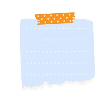 Blue note paper post with heart type. Love romantic sticker on wall. Valentin Stock Illustration