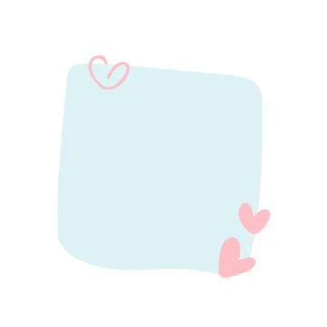 Blue note paper post with hearts. Love romantic sticker on wall. Valentine Stock Illustration
