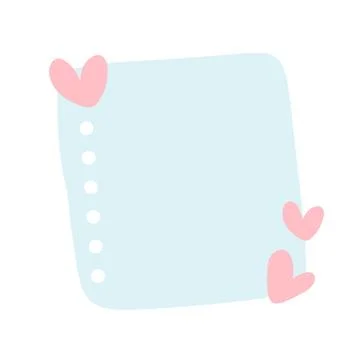 Blue note paper post with hearts. Love romantic sticker on wall. Valentine 스톡 일러스트