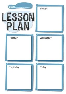 Blue Note Weekly Lesson Planner Template Stock Illustration
