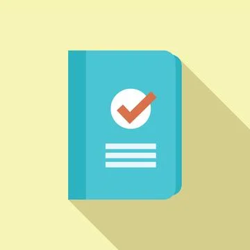 Blue notebook with check mark icon representing completed task Stock Illustration