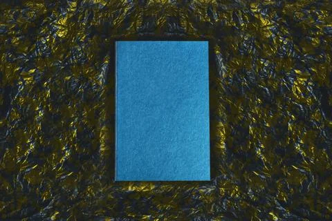 Blue notebook on dark textured background. Space for text.Top view Stock Photos