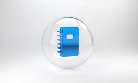 Blue Notebook icon isolated on grey background. Spiral notepad icon. School n 스톡 일러스트