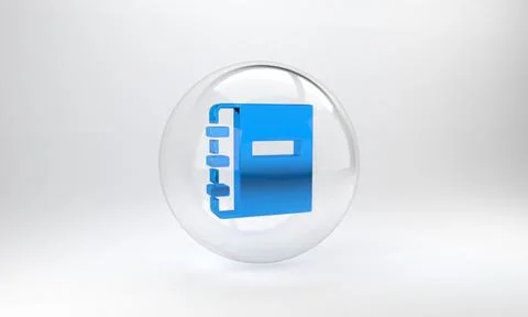 Blue Notebook icon isolated on grey background. Spiral notepad icon. School n Stock Illustration