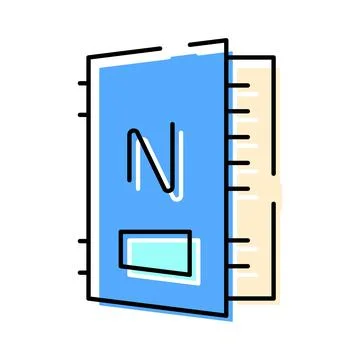 Blue notebook icon with pages for notes Illustration