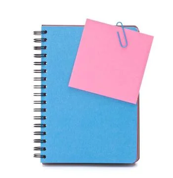 Blue notebook with notice papers Stock Photos