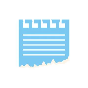 Blue notebook paper with torn edge and lines displaying taking notes, remin.. Stock Illustration