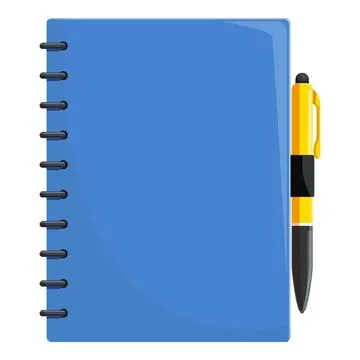 Blue notebook with pen for taking notes and writing Stock Illustration