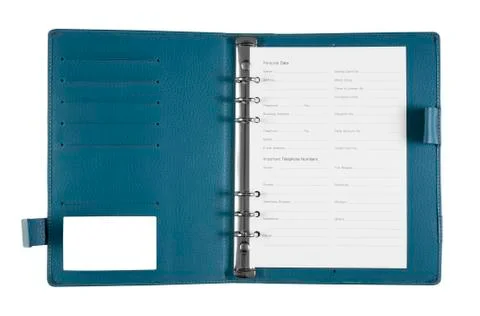 Blue notebook with personal data Stock Photos