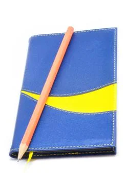 Blue notebook  on white background. Stock-Fotos