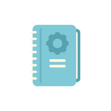 Blue notepad with cogwheel logo for engineering projects Stock Illustration
