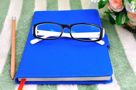 Blue notepad Stock Photos