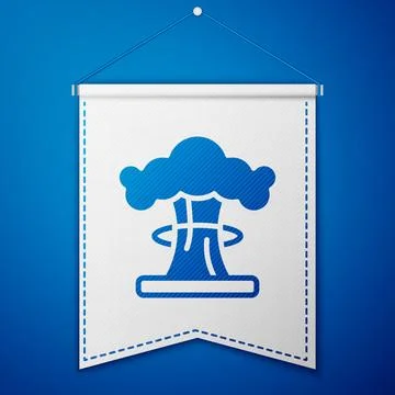 Blue Nuclear explosion icon isolated on blue background. Atomic bomb. Symbo.. Stock Illustration