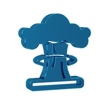 Blue Nuclear explosion icon isolated on transparent background. Atomic bomb.. Stock Illustration