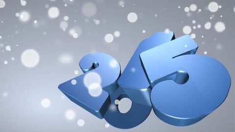 Blue number 2015 in 3d on gray background with snowflakes Stock Illustration