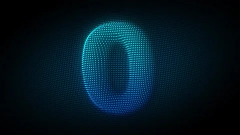 Blue Number Zero Wave Particle Animation on Dark Background Stock Footage 332947103