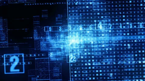 Blue numbers and Data Fly Through Stock-Footage 34315388