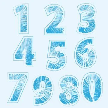 Blue numbers for more options Stock Illustration