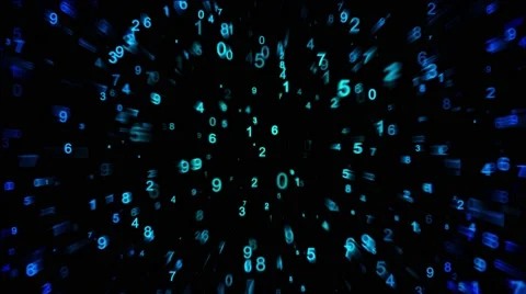 Blue Numbers Moving Back And Forth On Black Background With Echo Effect. Stock Footage 66519081
