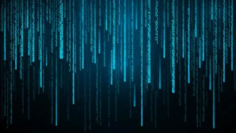 Blue numbers stream. Cyberspace with falling digital lines. Abstract matrix b Stock Illustration